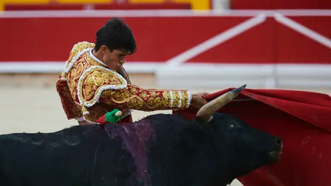 Novillada de las fiestas de San Fermín 2019 con la ganadería navarra de Pincha lidiada por Francisco de Manuel, Antonio Grande y Diego San Román. PABLO LASAOSA 20