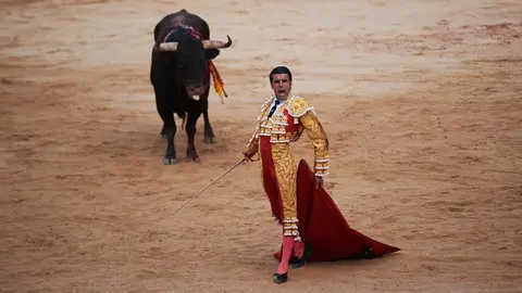 Segunda corrida de la Feria del Toro de San Fermín 2019 con toros de Puerto de San Lorenzo para Emilio de Justo, López Simón y Ginés Marín. PABLO LASAOSA