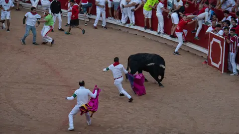 Dia 11, quinto encierro de San Fermín con toros de Victoriano del Río en la plaza de toros, Pamplona . NOEMÍ VERA  _21