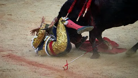 Séptima corrida de toros de la feria de San Fermín con toros de la ganadería de La Palmosilla para los disestros Jose Garrido, Luis David Adame y el navarro Javier Marín. MIGUEL OSÉS