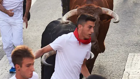 Primer encierro de las fiestas de Santa Ana de Tudela 2019. PABLO LASAOSA 2