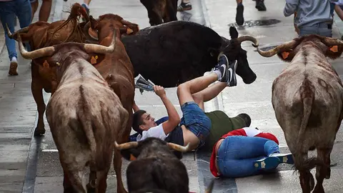 Encierro del segundo dia de las fiestas de Estella de 2019. MIGUEL OSÉS