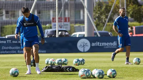 Último entrenamiento de Osasuna en Tajonar antes del inicio de la temporada en su vuelta a Primera División. IÑIGO ALZUGARAY