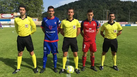 Trio arbitral del partido Amorebieta - Osasuna Promesas en Urritxe. @SDAmorebieta.