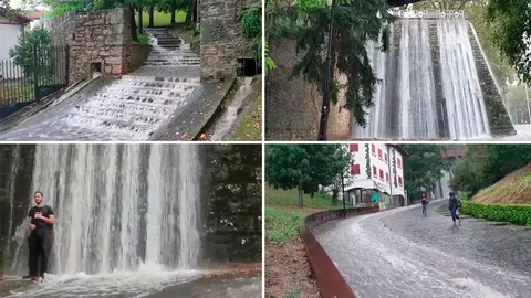 Varias imágenes del vídeo de las tormentas en Pamplona que se ha difundido en redes sociales