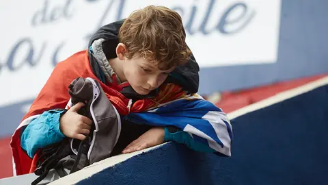 La grada de El Sadar durante el partido de La Liga Santander entre Osasuna y Athletic Club de Bilbao. IÑIGO ALZUGARAY
