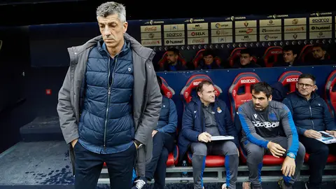 Imanol Alguacil en el partido de La Liga Santander entre Osasuna y Real Sociedad disputado en el estadio de El Sadar. IÑIGO ALZUGARAY