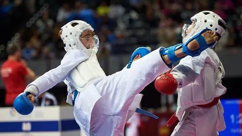 Liga nacional infantil de Karate celebrada en el Navarra Arena de Pamplona. MIGUEL OSÉS