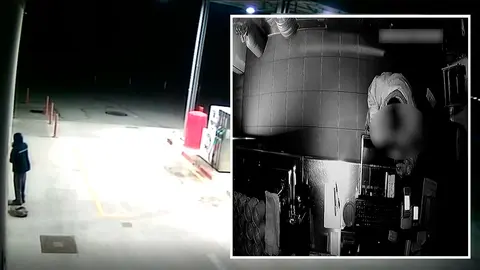 Imágenes captadas por las cámaras de seguridad de la gasolinera de Villatuerta. GUARDIA CIVIL