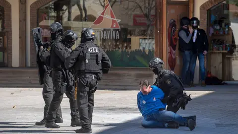 La dentención del terrorista en el simulacro de Sendaviva. JL LARRIÓN