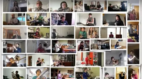 Vídeo de la banda de Artajona, que se ha juntado para tocar desde casa durante el aislamiento