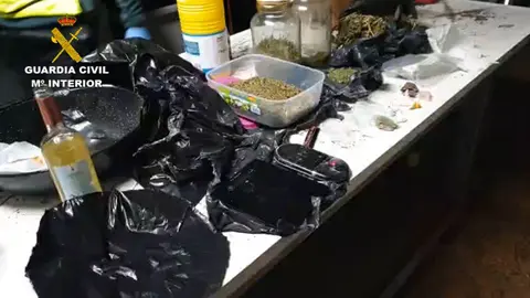 Droga hallada en un local de Mendavia. GUARDIA CIVIL
