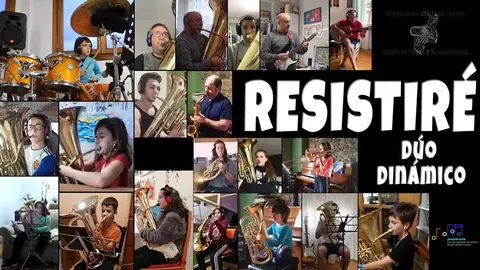 Alumnado y profesorado de la  Escuela de Música Joaquín Maya tocan 'Resistiré' en homenaje a quienes combaten el coronavirus. AYUNTAMIENTO DE PAMPLONA