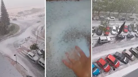 Impresionante granizada caída en Barañáin