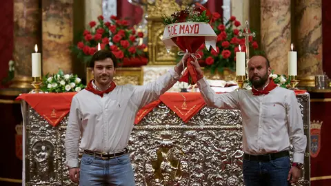 Celebración del quinto peldaño de la Escalerica de San Fermín 2020. PABLO LASAOSA