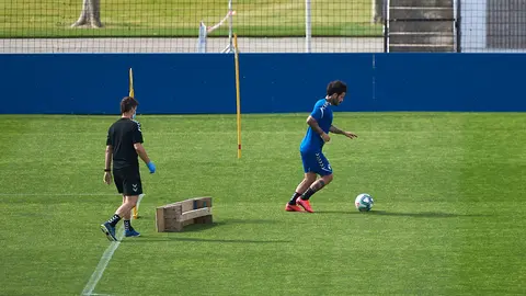 Osasuna se entrena a puerta cerrada en las instalaciones de Tajonar durante la crisis del coronavirus. Miguel Osés