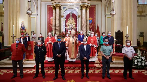 Sexta Misa del Peldaño de la Escalerica de San Fermín, dedicado a las personas que han estado en primera línea en la lucha contra el coronavirus. PABLO LASAOSA