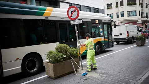Cambios de tráfico tras la peatonalización de la Calle Amaya de Pamplona. PABLO LASAOSA