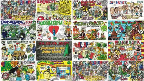 Todas las pancartas de las peñas de San Fermín para 2020, año en el que no se celebrarán las fiestas por el coronavirus.  (1)