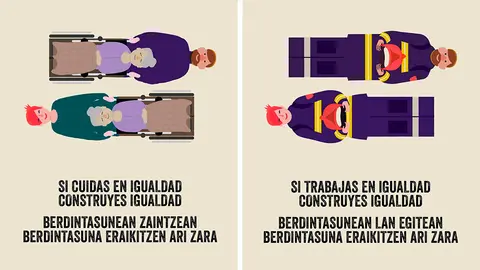 Dos de los anuncios de la campaña 'Dale la vuelta, comparte en igualdad' 