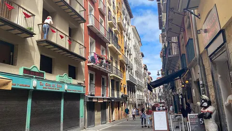 Momento del no chupinazo en Estafeta. NAVARRA.COM