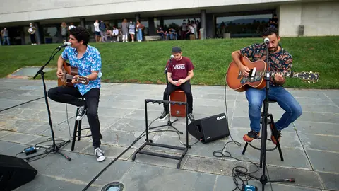 Presentación del concierto de Colectivo Panamera, que inaugurará la nueva temporada de Artes Escénicas y Música del Museo Universidad de Navarra. MIGUEL OSÉS