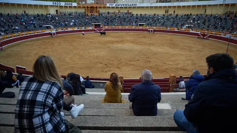 Tarde de recortes de toros en la ciudad de Tudela con grandes medidas de seguridad ante la Covid-19. MIGUEL OSÉS