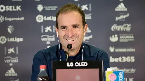 Jagoba Arrasate en una rueda de prensa telemática en Tajonar. CA Osasuna.