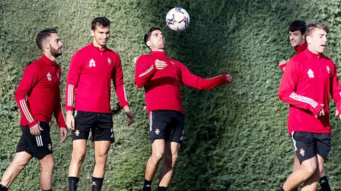Entrenamiento de los jugadores rojillos en Tajonar. CA Osasuna.