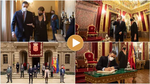 Pedro Sánchez durante la visita al Palacio de Navarra en Pamplona. GOBIERNO DE NAVARRA