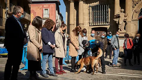 Presentación a la comisión de Presidencia del Ayuntamiento de la unidad canina de Policía Municipal. PABLO LASAOSA