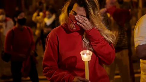 Celebración del “Pobre de mi” en los no sanfermines de 2021. PABLO LASAOSA