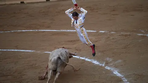 Corrida de toros de la feria de Tafalla 2021 con la ganadería de Prieto de la Cal para los diestros Serafín Marín, Sanchéz Vara y Javier Orozco. MIGUEL OSÉS
