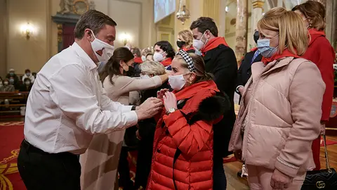 Misa por el segundo peldaño de la tradicional escalera de San Fermín 2022. PABLO LASAOSA