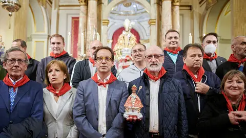 Celebración de la Misa de Escalera por el quinto peldaño del 5 de Mayo con homenaje al centenario de la Plaza de Toros de Pamplona, a la Meca y a todos sus trabajadores. PABLO LASAOSA