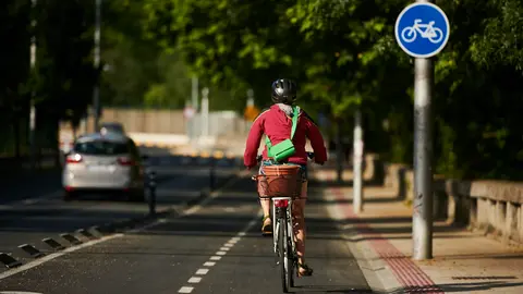 El Consejo de Gerencia de Urbanismo y la Comisión de Urbanismo, con presencia del alcalde, Enrique Maya, visitan las obras de construcción del carril bici de la cuesta de Labrit. PABLO LASAOSA