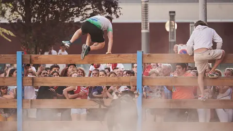 Tarde de vaquillas con la ganadería de Macua durante las fiestas de Barañain 2022. PABLO LASAOSA