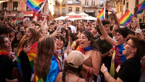 Manifestación con motivo del Día del Orgullo LGTBI+ 2022 en Pamplona. PABLO LASAOSA