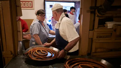 La Churrería La Mañueta durante el segundo día de fiestas de San Fermín 2022. PABLO LASAOSA