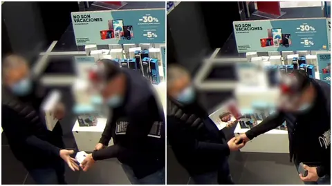 La pillada de las cámaras de seguridad a dos ladrones en un centro comercial de la Comarca de Pamplona. GUARDIA CIVIL