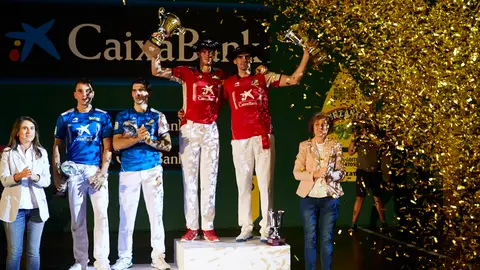 Final del Masters Caixabank de parejas de pelota mano entre Ezkurdia-Mariezkurrena II y Altuna III-Imaz celebrado en el Navarra Arena de Pamplona. IÑIGO ALZUGARAY