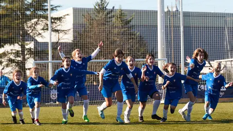 Partido de semifinales del XL Torneo Interescolar de Fundación Osasuna en categoría femenina entre Hermanas del Sagrado Corazón e Ikastola Jaso disputado en las instalaciones de Tajonar. IÑIGO ALZUGARAY