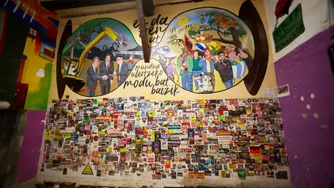 Obras del Palacio Marqués de Rozalejo que acogerá la futura sede del Instituto Navarro de la Memoria en la Plaza de Navarrería en Pamplona. IÑIGO ALZUGARAY