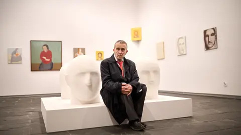 Inauguración de una exposición antológica del pintor y escultor navarro Juan José Aquerreta en el Museo de Navarra. PABLO LASAOSA