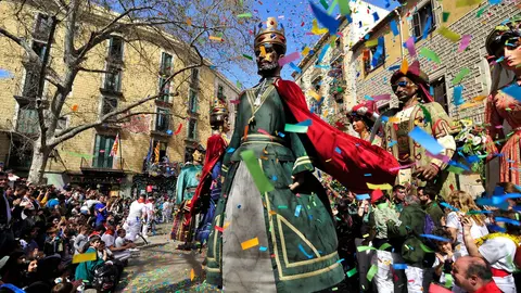 La visita de los Gigantes de Tafallla a Barcelona con motivo de las Fiestas de Sant Josep Oriol. CEDIDA