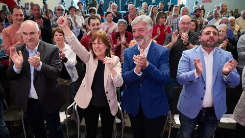 Ccto central de campaña de Geroa Bai con la intervención de la candidata a la Presidencia del Gobierno de Navarra, Uxue Barkos, el candidato a la Alcaldía de Pamplona, Koldo Martínez, el presidente del Parlamento foral, Unai Hualde, y el vicepresidente segundo y consejero de Ordenación del Territorio, Vivienda, Paisaje y Proyectos Estratégicos, José María Aierdi. PABLO LASAOSA