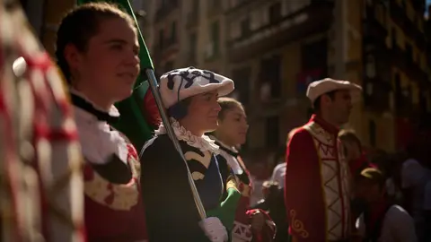 La corporación municipal desfila a San Lorenzo durante la Octava de San Fermín 2023. PABLO LASAOSA