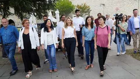 La Vicepresidenta segunda del Gobierno de España y candidata de Sumar a la Presidencia en las próximas elecciones generales del 23-J, Yolanda Díaz, ha recorrido las calles de Pamplona y participado en un mitin,  acompañada por la líder de Podemos, ministra y hasta ahora diputada por Navarra Ione Belarra y la cabeza de lista al Congreso de Sumar por la Comunidad foral, la eurodiputada Idoia Villanueva. IÑIGO ALZUGARAY
