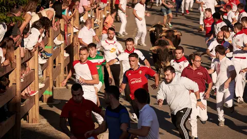 Último encierro de las Fiestas de Tafalla 2023. SERGIO MARTÍN