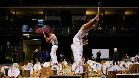 Final de Primera Categoría del Campeonato de Aizkolaris de Navarra y País Vasco en el Navarra Arena. PABLO LASAOSA